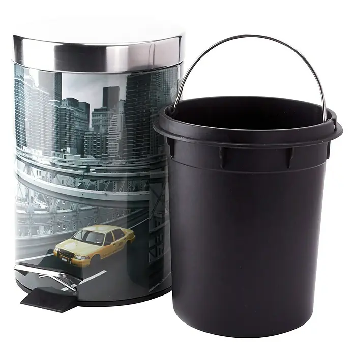 MSV Cubo con pedal New York - 3 l, Acero inoxidable