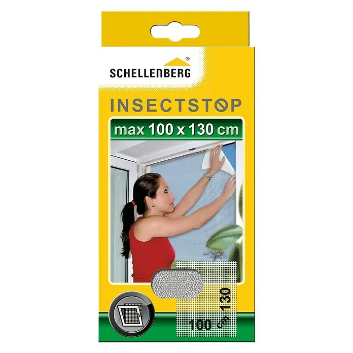 Schellenberg Mosquitera Insect Stop - An x Al: 130 x 100 cm, Color tejido: Blanco, Fijación con abrazadera, Ventana