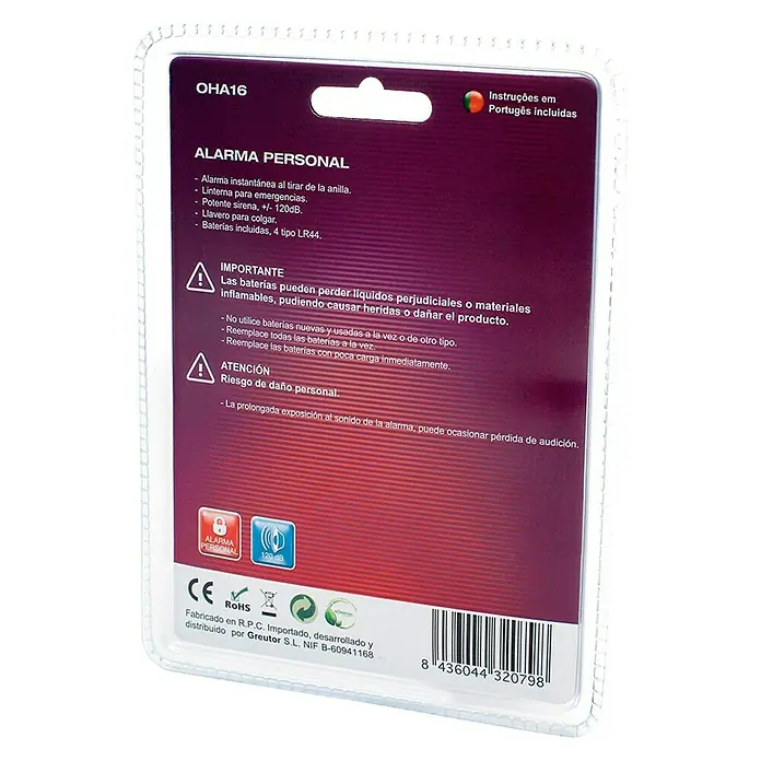 Alarma antirrobo de bolsillo - Blanco, Plástico