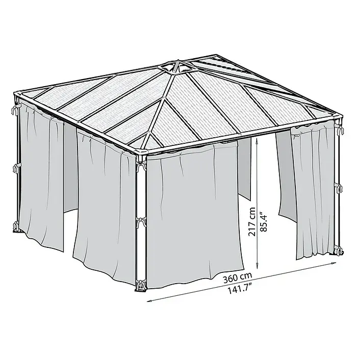 Palram – Canopia Moskitonetz für Pavillon Palermo - 3,6 x 2,17 m, Polyester