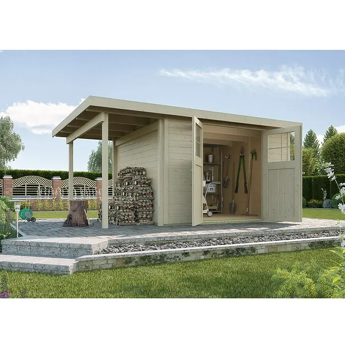 Weka Blockbohlenhaus Mallau - 2,93 x 4,38 m, Wandstärke: 19 mm, Natur - Stimmungsaufnahme