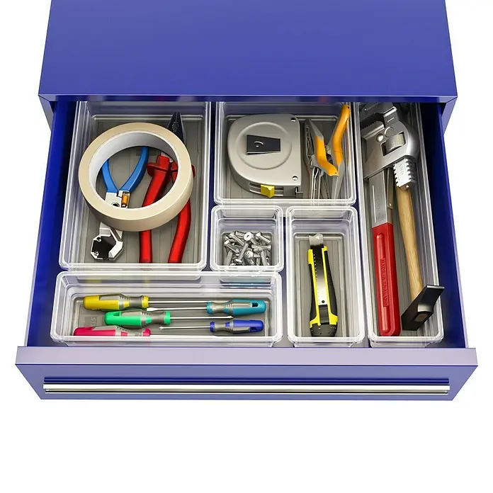 Sistemo Organizator za ladicu - 37,5 x 15 x 5 cm, Prozirno, Plastika - Pogled sprijeda