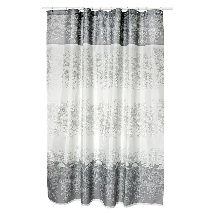 Venus Cortina de baño textil Aladdin - An x Al: 180 x 200 cm, Gris, Blanco - Vista frontal