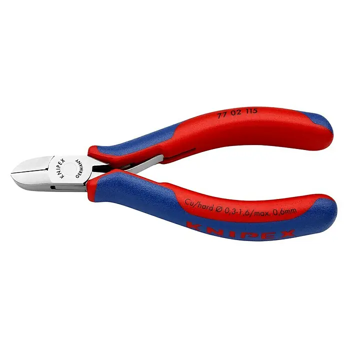 Knipex Seitenschneider - Länge: 115 mm, Material Griff: Mehrkomponenten-Hülle, Rund, Ausführung Kopf: Mit kleiner Facette - Ansicht von oben