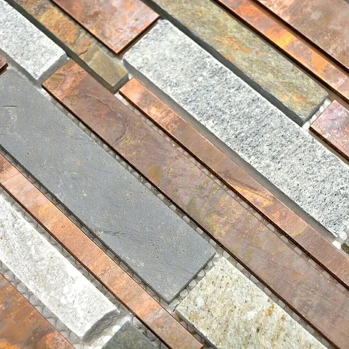 Mosaikfliese Verbund Mix XSK 565 - 30 x 31 cm, Kupfer, Matt - Detailaufnahme