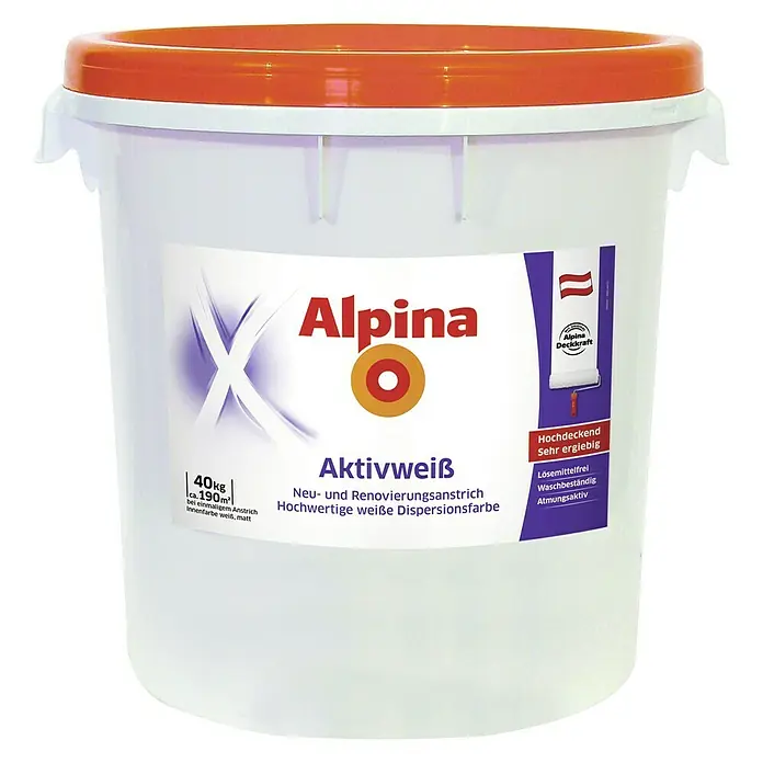 Alpina Wandfarbe Aktivweiß - Weiß, 40 kg, Matt