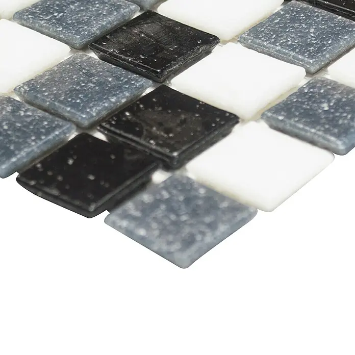 Mosaikfliese Quadrat Mix GM A 125 - 32,7 x 30,5 cm, Schwarz/Grau/Weiß, Matt - Detailaufnahme