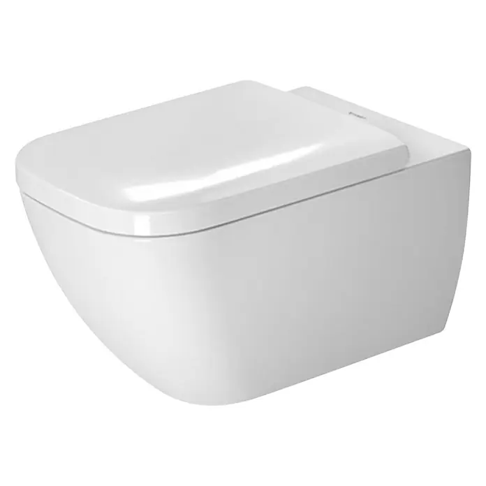 Duravit Happy D.2 Wand-WC Typ 1 - Spülrandlos, Ohne Spezialglasur, Spülform: Tief, WC Abgang: Waagerecht, Weiß - Vorderansicht
