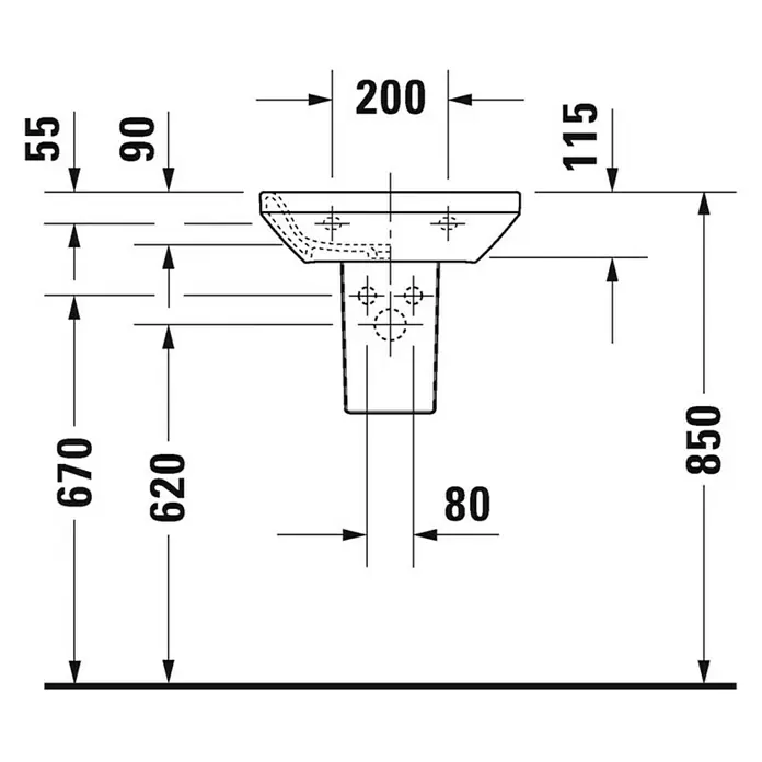 Duravit DuraStyle Waschbecken - 45 x 33,5 cm, Mit schmutzabweisender Glasur, Hahnloch: Mitte, Ohne Überlauf, Weiß