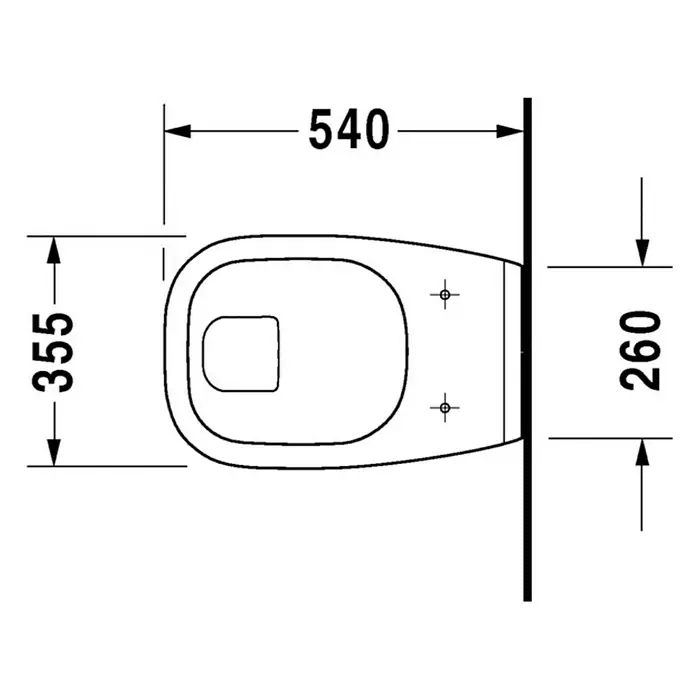 Duravit D-Code Wand-WC - Mit Spülrand, Ohne Spezialglasur, Spülform: Flach, WC Abgang: Waagerecht, Weiß