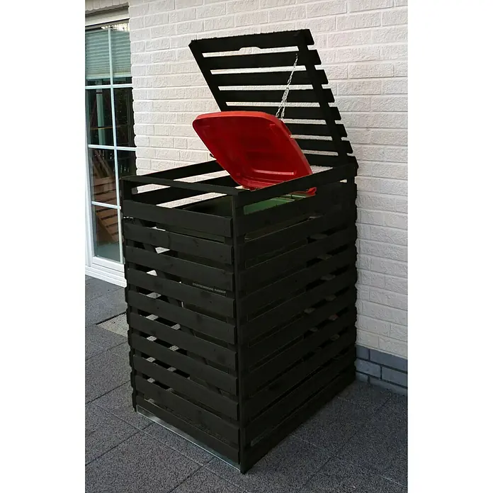 Promadino Mülltonnenbox Variov - 92 x 77 x 122 cm, Anthrazit - Anwendungsbeispiel