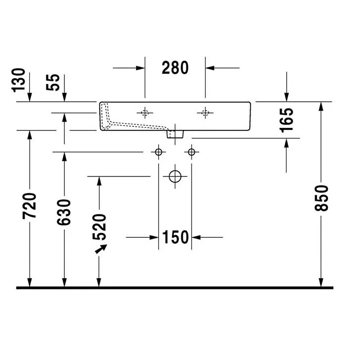 Duravit Vero Waschtisch - 70 x 47 cm, Mit schmutzabweisender Glasur, Hahnloch: Mitte, Mit Überlauf, Weiß, Geschliffen