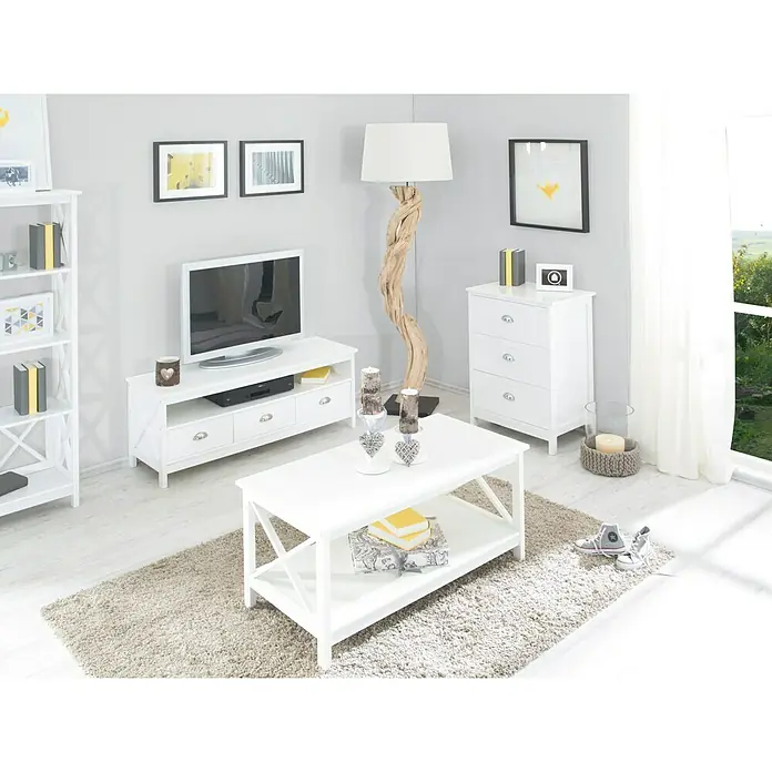 Phönix Couchtisch Country - L x B x H: 50 x 100 x 45 cm, Weiß - Stimmungsaufnahme