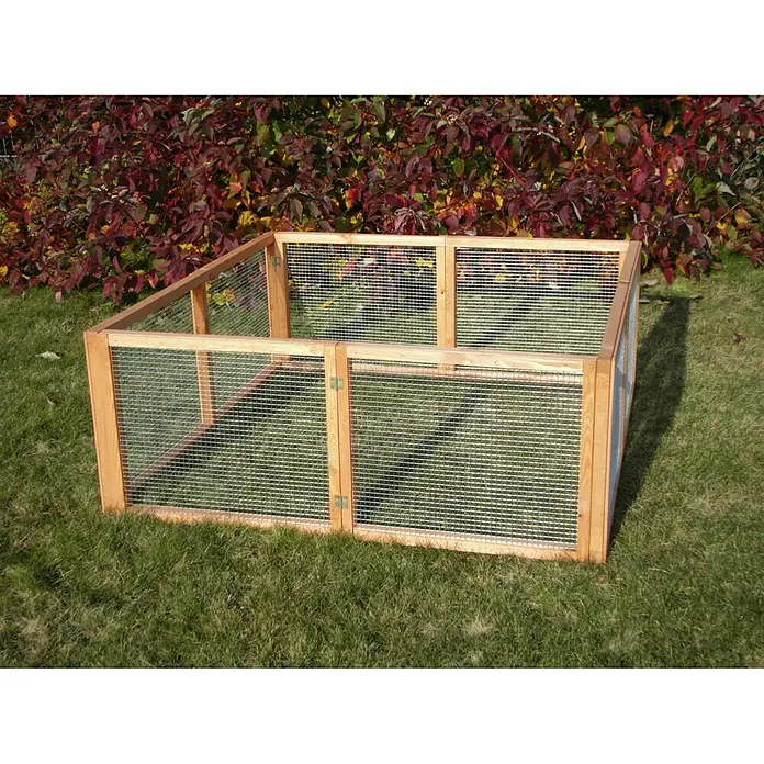 Promadino Freilaufgehege - 130 x 130 x 51 cm, Natur, Holz - Stimmungsaufnahme