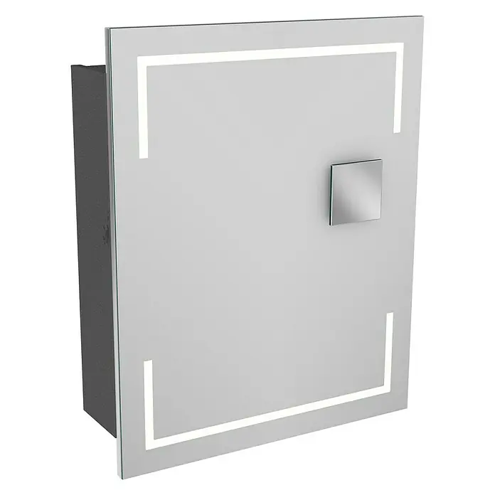Camargue Stella LED-Spiegelschrank - B x H: 60 x 73,7 cm, Anschlag: Rechts, Mit eckigen Kanten, Spanplatte, Grafit - Linke Seitenansicht