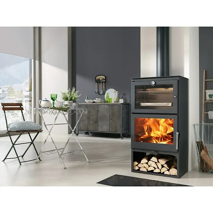 Panadero Kamin na drva Gourmet - 7,1 kW, Kapacitet grijanja prostorije: 280 m³, Antracit