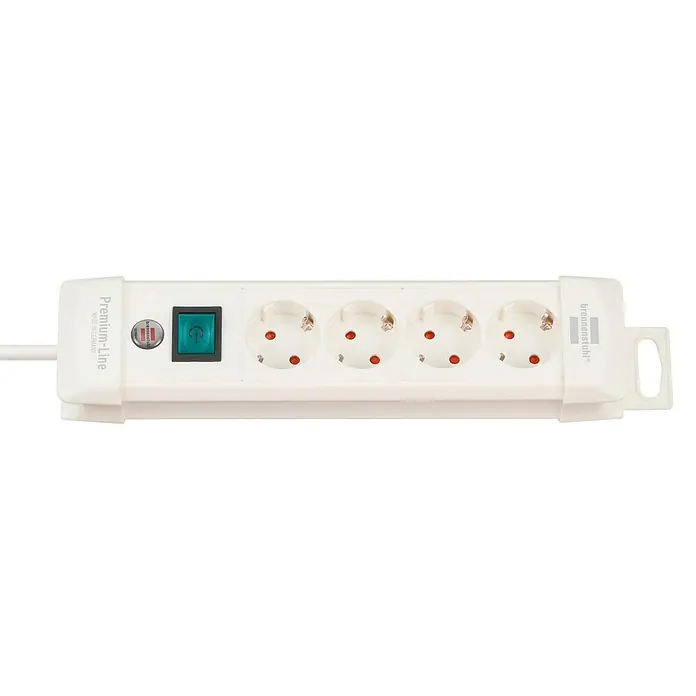 Brennenstuhl Premium-Line Steckdosenleiste - Anzahl Steckdosen Schuko: 4 Stk., Weiß, Kabellänge: 1,8 m, Max. Anschlussleistung: 3.680 W