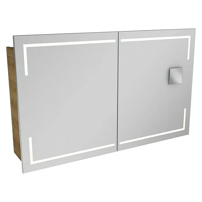 Camargue Stella LED-Spiegelschrank - B x H: 120 x 73,7 cm, Mit Beleuchtung, Mit eckigen Kanten, Spanplatte, Berg Eiche - Linke Seitenansicht