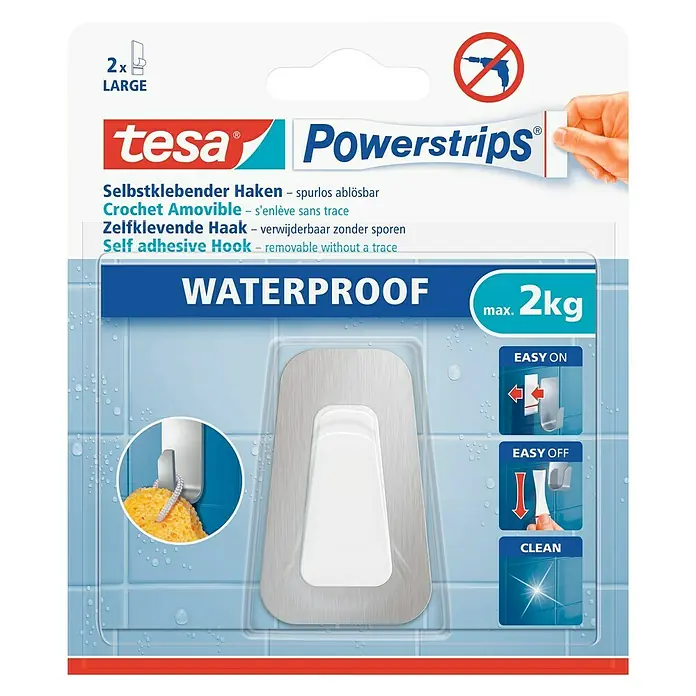 Tesa Powerstrips Wandhaken - 1 Stk., Rechteckig, Metall, Groß