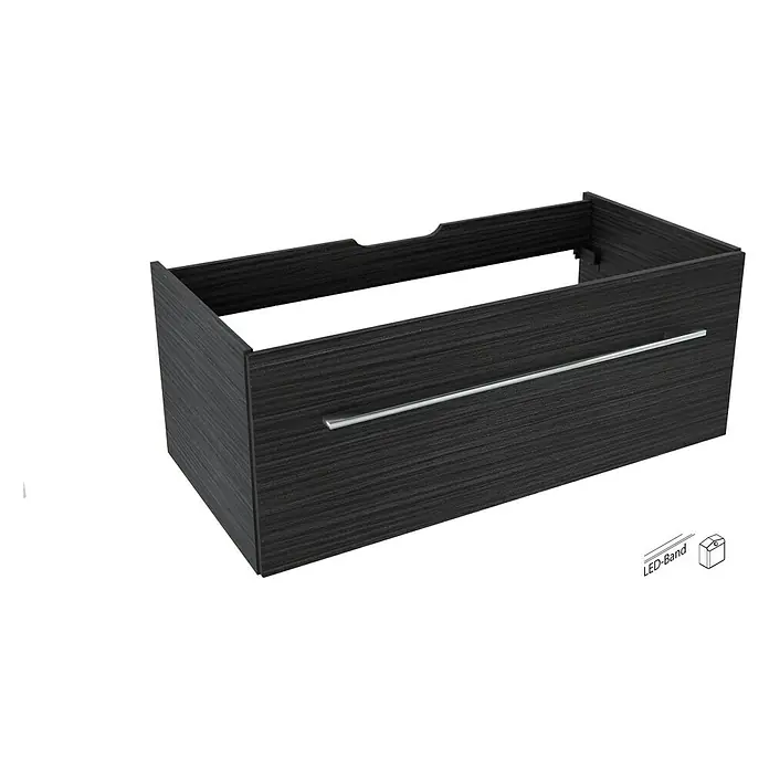 Camargue Stella Waschtischunterschrank - 99,4 x 48,8 x 39 cm, 1 Schubkasten, Mit Beleuchtung, Darkoak - Linke Seitenansicht