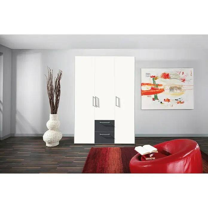 Express Möbel Kleiderschrank Brooklyn - L x B x H: 58 x 150 x 216 cm, Weiß/Graphit, Ohne Spiegel, Anzahl Schubladen: 2 Stk. - Stimmungsaufnahme