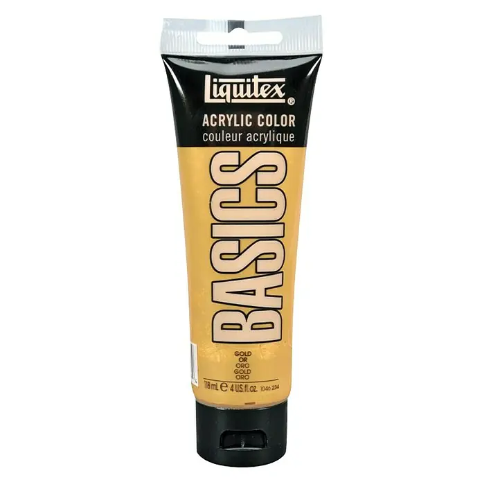 Liquitex Basics Acrylfarbe - Farbe: Gold, 118 ml, Tube - Vorderansicht