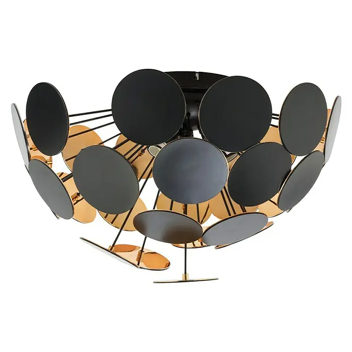 Reality Leuchten Deckenleuchte rund Discalgo - 40 W, Ø x H: 540 mm x 30 cm, Gold, Schwarz, E14