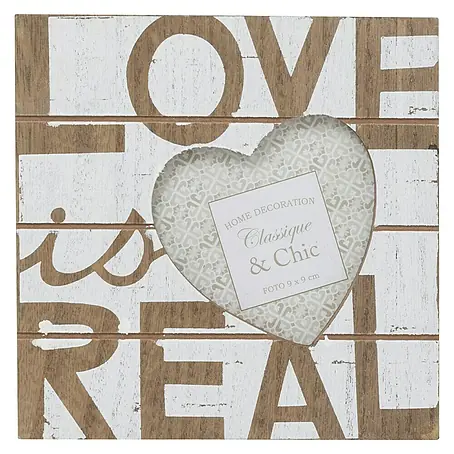 Marco para fotos Love is real blanco y marrón