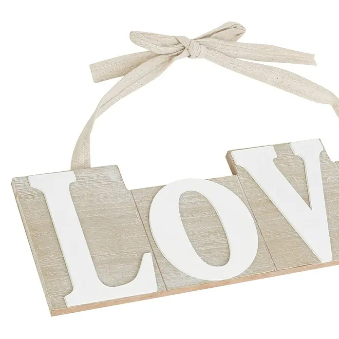 Letra Colgante Love marrón y blanco - 35,8 x 11,7 cm, Madera