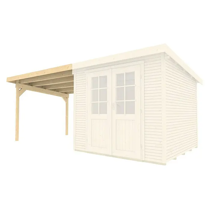 Weka Gerätehaus-Anbau - Außenbreite inkl. Dachüberstand: 312 cm, Außentiefe inkl. Dachüberstand: 286 cm, Holz, Natur, Passend für: Weka Gartenhaus wekaLine Gr. 1 & Gr. 2