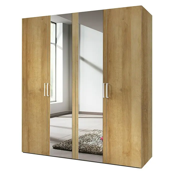 Express Möbel Drehtürschrank Brooklyn - L x B x H: 58 x 200 x 216 cm, Braun, 1 Spiegel - Linke Seitenansicht