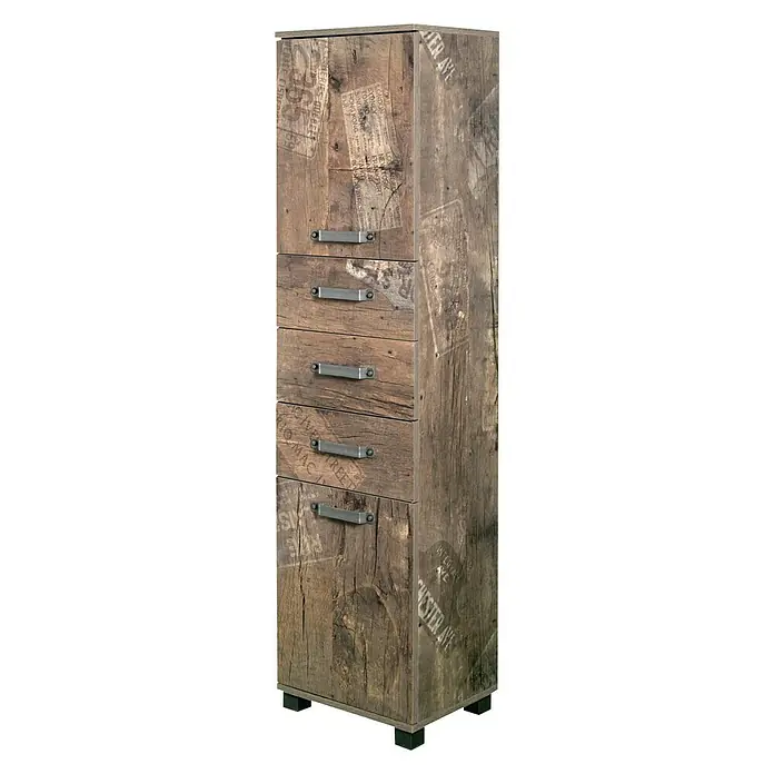 Schildmeyer Milan Hochschrank - 40,5 x 32 x 164 cm, Panamaeiche - Diagonale Ansicht