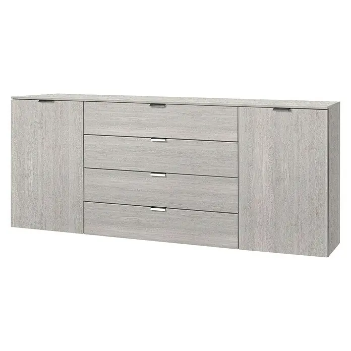 Express Möbel Sideboard Carina - L x B x H: 42 x 180 x 80 cm, Platin, Anzahl Schubladen: 4 Stk., Mit 2 Türen