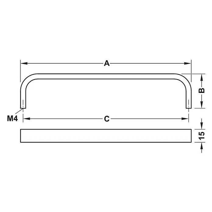Häfele Tirador para muebles 116.11.513 - L x An x Al: 16,6 x 4 x 1,5 cm