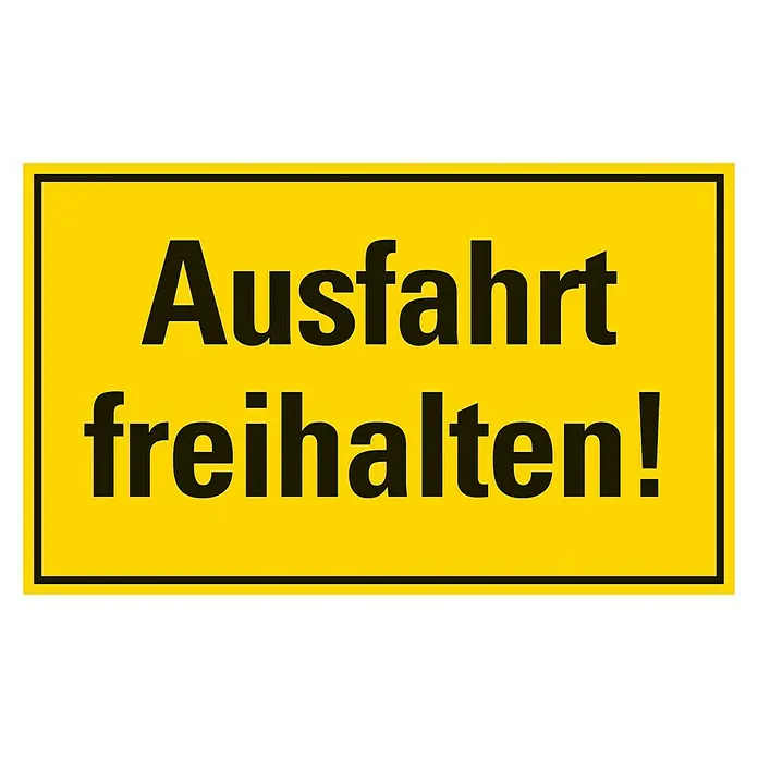 Pickup Hinweisschild - L x B: 33 x 20 cm, Motiv: Ausfahrt freihalten, Gelb/Schwarz, Selbstklebend