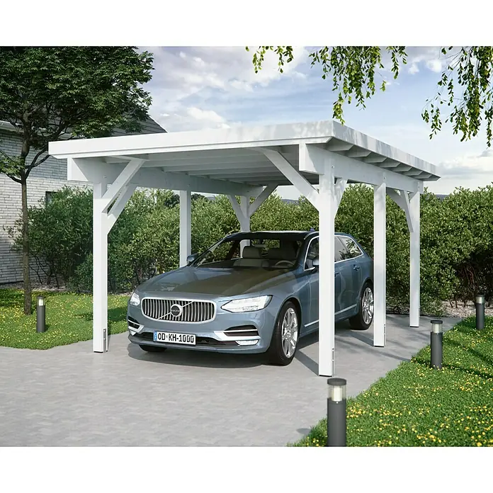 Carport KH 300 - 5,04 x 3,44 m, Einfahrtshöhe: 2,25 m, Weiß