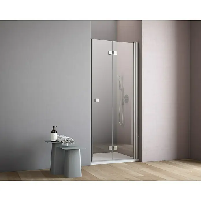 GEO Hit Nischendusche B-N400 - 100 x 202,2 cm, Unbeschichtet, DIN Anschlag: Rechts, Stärke: 6 mm, Silber - Stimmungsaufnahme