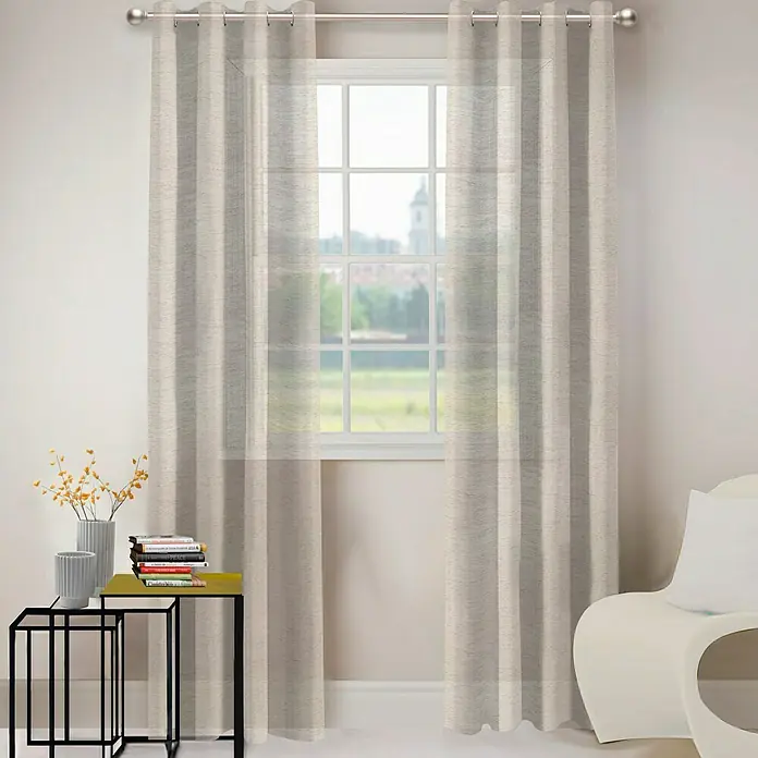 Visillo para ventana Ethnique - 140 x 250 cm, 100% poliéster, Beige/Blanco