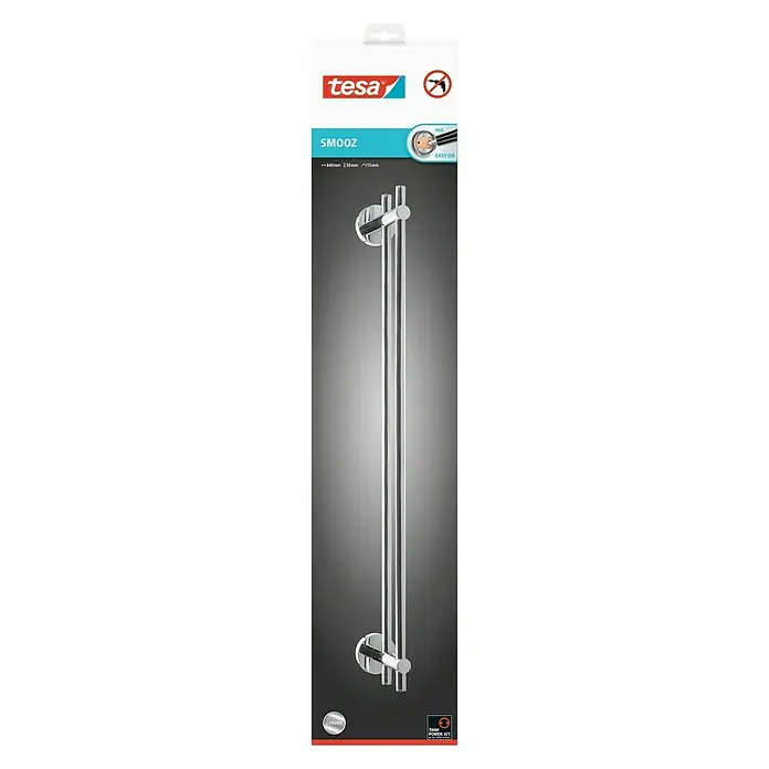 Tesa Smooz Soporte doble de toalla Smooz - 2 brazos, Cromo, Brillante
