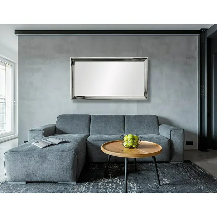Espejo de pared Moldura Efecto - Plateado, 120 x 60 cm