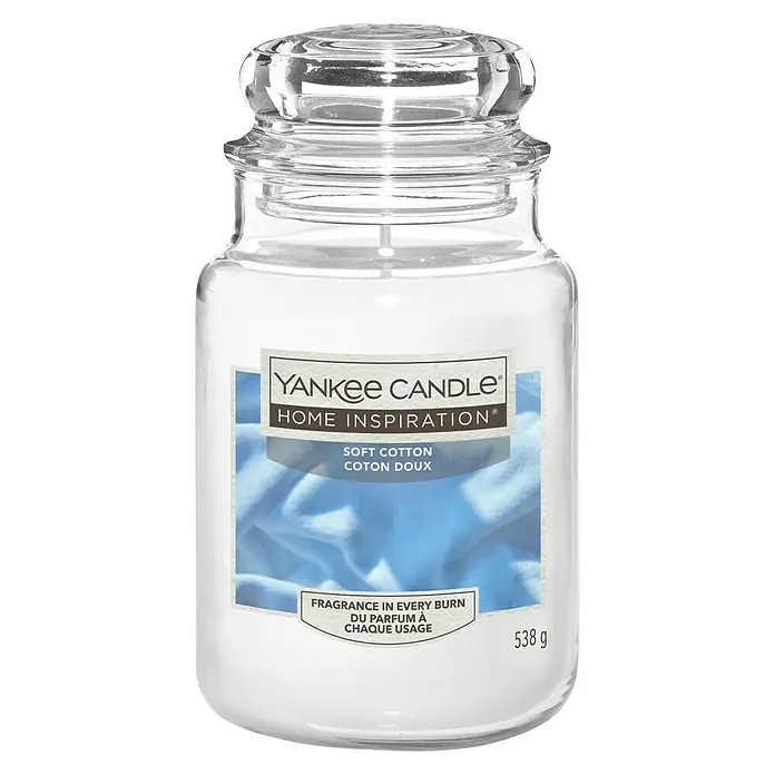 Yankee Candle Home Inspirations Duftkerze - Im Glas, Soft Cotton, Large - Vorderansicht