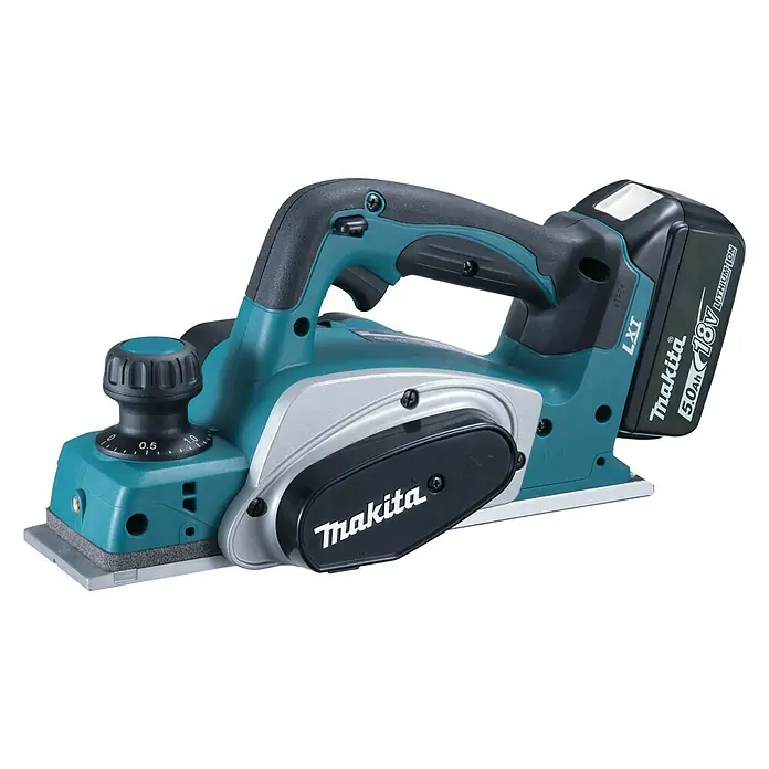 Makita Akku-Handhobel DKP180RTJ - 18 V, 2 Akkus, Hobelbreite: 82 mm, 5 Ah - Vorderansicht