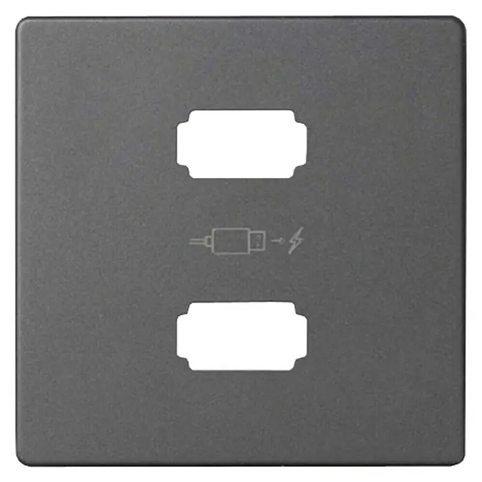 Simon 82 Tapa para toma USB - Negro, Aluminio, En pared