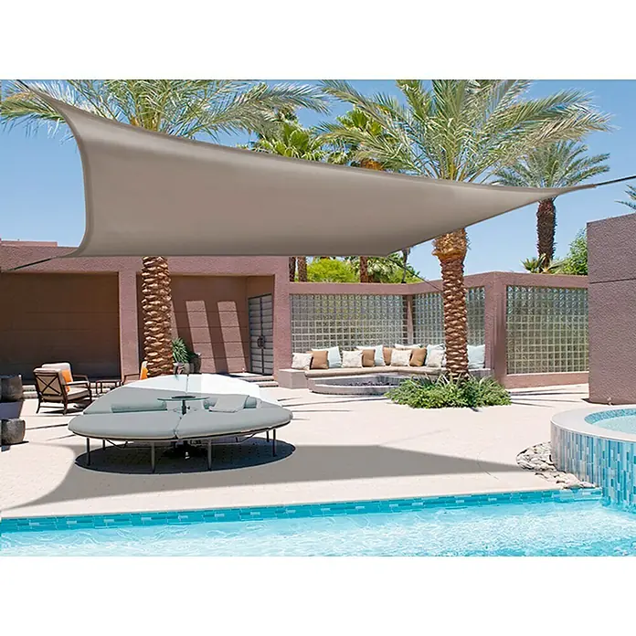 Nortene Toldo vela SUN-NET kit - 3,4 x 3,4 m, Marrón, Poliéster, Cuadrado - Foto ambiente