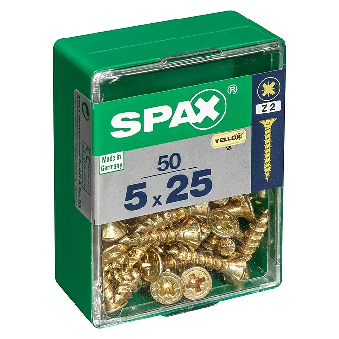 Spax Univerzalni vijak - 5 x 25 mm, Puni navoj, 50 kom - Pogled s lijeve strane