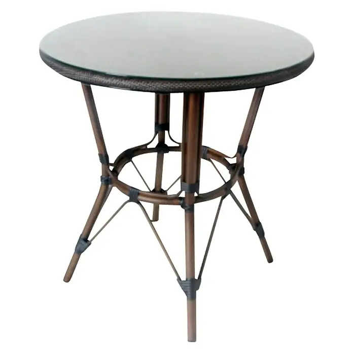 Mesa de jardín Sibuco - Ø x Al: 70 x 74 cm, Marrón oscuro
