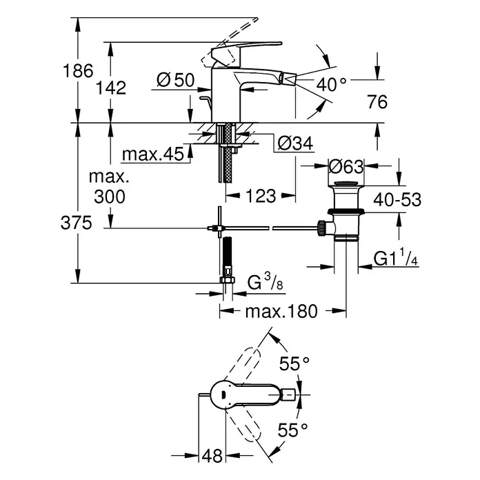 Grohe Eurostyle Cosmopolitan Bidetarmatur - Chrom