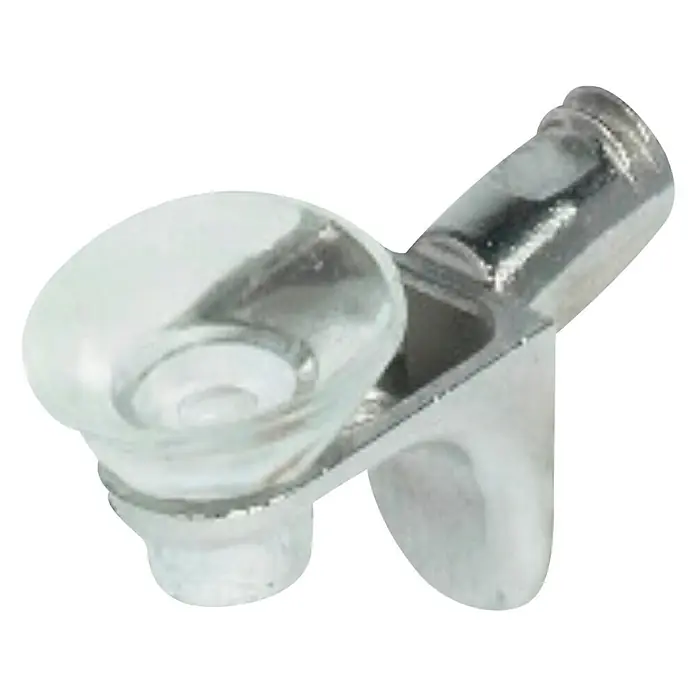 Stabilit Soporte para estantes de cristal - 5 mm, Plateado, Transparente, Zinc fundido - Vista frontal