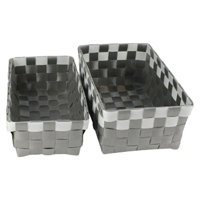 Juego de cestas trenzado - Blanco/gris, 2 piezas, Polipropileno