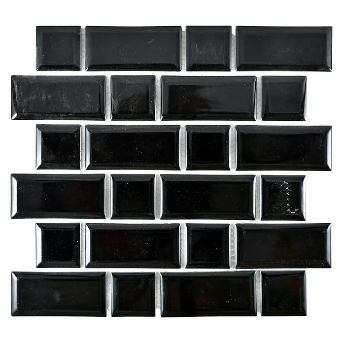 Mosaikfliese Metro Uni CG M02BM - 29,4 x 29,1 cm, Schwarz, Glänzend - Ansicht von oben